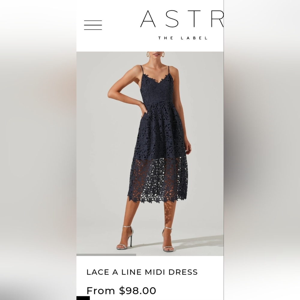 Lace A line midi dress - navy